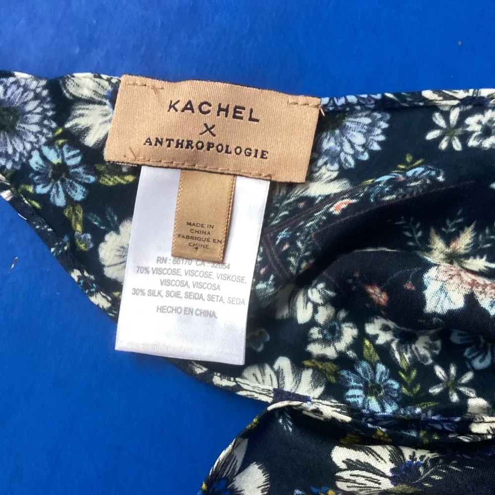 Anthropologie Navy Floral Silk-Blend Scarf